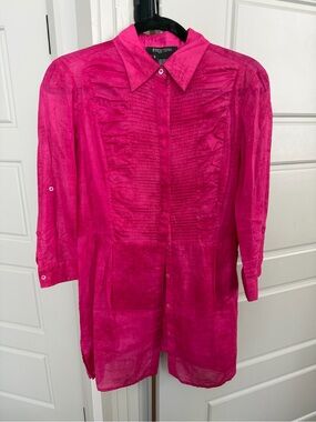 Etcetera Pintuck Magenta Button-down Blouse